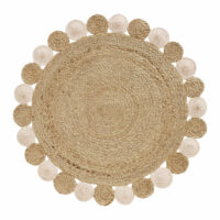 Tapis rond en jute et coton rose et beige D100 Maisons du Monde