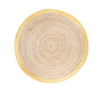 Tapis rond tressé en jute et coton contour doré D180 Maisons du Monde