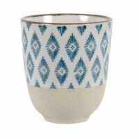 Tasse en faïence beige motifs losanges bleus Maisons du Monde