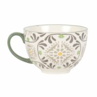 Tasse en faïence blanche motifs jaune