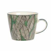 Tasse en faïence motif feuillage vert