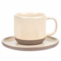 Tasse et soucoupe en faïence beige Maisons du Monde