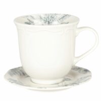 Tasse et soucoupe en faïence blanche et bleu clair Maisons du Monde