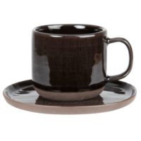 Tasse et soucoupe en faïence marron Maisons du Monde