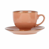 Tasse et soucoupe en faïence rose Maisons du Monde