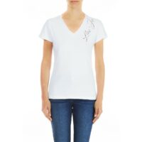 Tee shirt col V manches courtes Blanc LIU JO