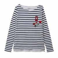 Tee shirt col bateau à manches longues TALAVERA Bleu-Blanc LEON & HARPER