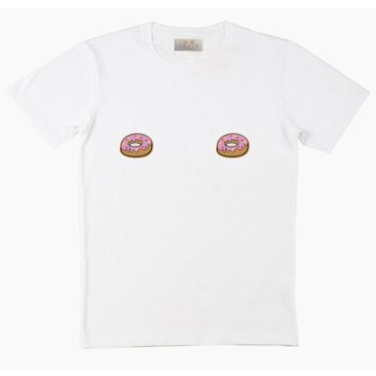 Tee shirt col rond manches courtes DONUTS LOVERS Blanc TEETS