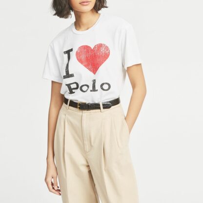 Tee shirt col rond manches courtes imprimé devant Blanc Polo Ralph Lauren
