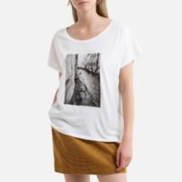 Tee shirt col rond manches courtes imprimé devant Blanc;Ecru Harris wilson