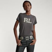 Tee shirt col rond manches courtes imprimé devant Noir Polo Ralph Lauren