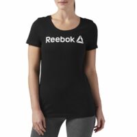 Tee shirt col rond manches courtes imprimé devant Noir Reebok