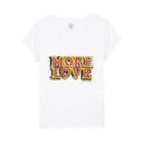 Tee shirt col v à manches courtes TONTON HEART Blanc LEON & HARPER