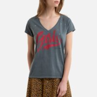 Tee shirt en coton bio col V TONTON Noir LEON & HARPER