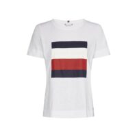 Tee shirt en coton bio col rond manches courtes Blanc Tommy Hilfiger