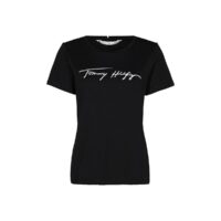 Tee shirt en coton bio col rond manches courtes Noir Tommy Hilfiger