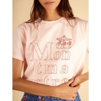 Tee shirt manches courtes à imprimé devant CATTY Rose FRNCH