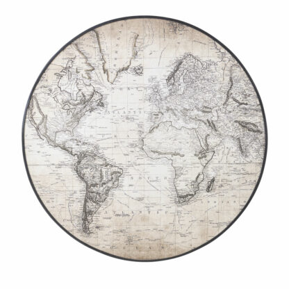 Toile ronde imprimé carte du monde noire et beige D91 Maisons du Monde