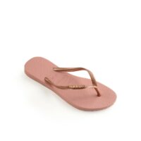 Tongs Slim Logo Metallic Rose Havaianas