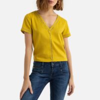 Top en lin col V sans manches Jaune FREEMAN T. PORTER