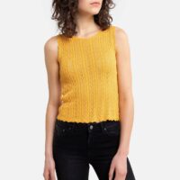 Top sans manches en maille fine ajourée Jaune Soleil FREEMAN T. PORTER