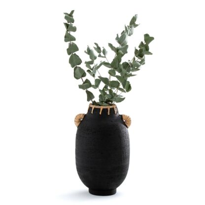Vase décoratif en céramique et rotin H33 cm Kuro Noir LA REDOUTE INTERIEURS
