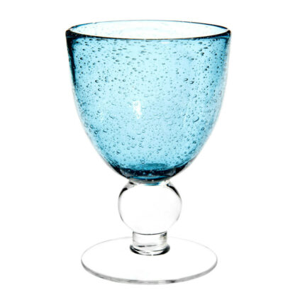 Verre à vin en verre bullé bleu Maisons du Monde
