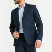 Veste coupe droite en piqué de coton mélangé Bleu Marine LA REDOUTE COLLECTIONS