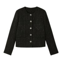 Veste courte en tweed Noir