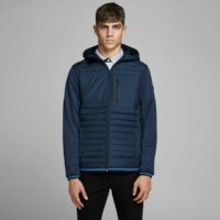 Veste légère matelassée à capuche Jcotripple Noir - Bleu Marine jack & jones