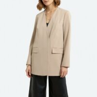 Veste longue sans col Beige LA REDOUTE COLLECTIONS