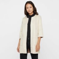 Veste longue sans fermetures effet daim Noir Vero Moda