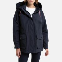 Veste parka zippée à capuche droite Bleu Tommy Hilfiger