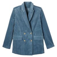 Veste tailleur double boutonnage en velours côtelé Rouge Brique;Bleu LA REDOUTE COLLECTIONS