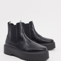 ASOS DESIGN - Aberdeen - Bottines Chelsea chunky pointure large - Noir Asos