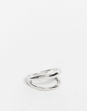 ASOS DESIGN - Bague double anneau - Argenté Asos