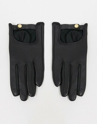 ASOS DESIGN - Gants en cuir uni pour écran tactile - Noir Asos