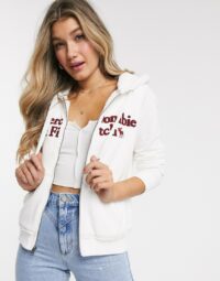 Abercrombie & Fitch - Hoodie à logo doublé de sherpa-Blanc Asos