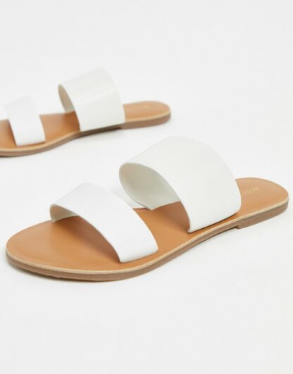 Accessorize - Sandales plates en cuir en deux parties - Blanc Asos