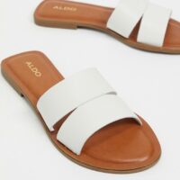 Aldo - Andonia - Sandales plates en cuir - Blanc Asos