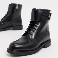 AllSaints - Brigade - Bottines en cuir style motard - Noir Asos