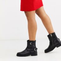 AllSaints - Roni - Bottes motard en cuir-Noir Asos