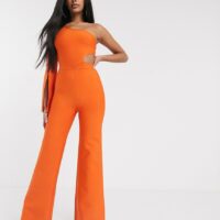 Band Of Stars - Combinaison asymétrique avec manche fendue effet bandage - Orange Asos