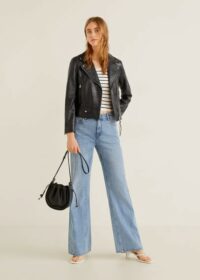 Blouson biker en cuir Nouvelle collection MANGO