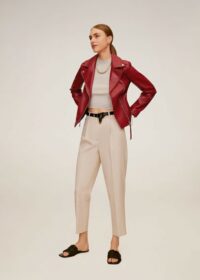 Blouson biker en cuir Nouvelle collection MANGO