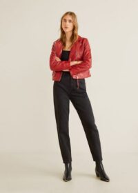 Blouson biker en cuir Nouvelle collection MANGO