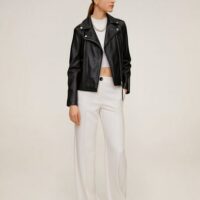 Blouson biker en cuir Nouvelle collection MANGO