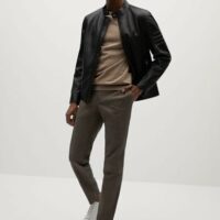 Blouson biker en cuir Nouvelle collection MANGO MAN