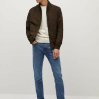 Blouson biker imitation daim Nouvelle collection MANGO MAN