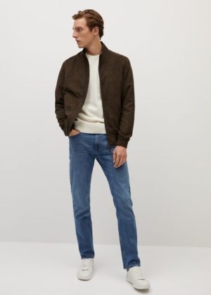 Blouson biker imitation daim Nouvelle collection MANGO MAN